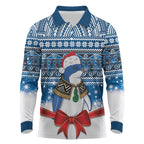 New Zealand Fairy Penguin Korora Christmas Long Sleeve Polo Shirt Maori Inspired Knitted Patterns