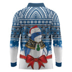 New Zealand Fairy Penguin Korora Christmas Long Sleeve Polo Shirt Maori Inspired Knitted Patterns