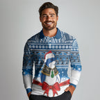 New Zealand Fairy Penguin Korora Christmas Long Sleeve Polo Shirt Maori Inspired Knitted Patterns