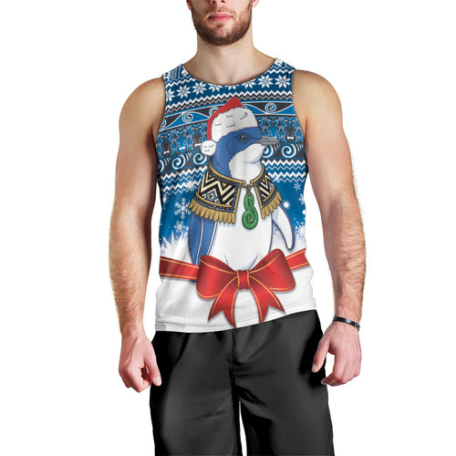New Zealand Fairy Penguin Korora Christmas Men Tank Top Maori Inspired Knitted Patterns