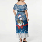 New Zealand Fairy Penguin Korora Christmas Off Shoulder Maxi Dress Maori Inspired Knitted Patterns