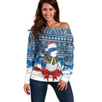 New Zealand Fairy Penguin Korora Christmas Off Shoulder Sweater Maori Inspired Knitted Patterns