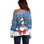 New Zealand Fairy Penguin Korora Christmas Off Shoulder Sweater Maori Inspired Knitted Patterns