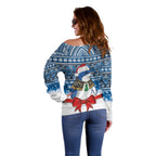 New Zealand Fairy Penguin Korora Christmas Off Shoulder Sweater Maori Inspired Knitted Patterns