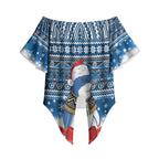 New Zealand Fairy Penguin Korora Christmas Off Shoulder Wrap Waist Top Maori Inspired Knitted Patterns