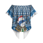 New Zealand Fairy Penguin Korora Christmas Off Shoulder Wrap Waist Top Maori Inspired Knitted Patterns