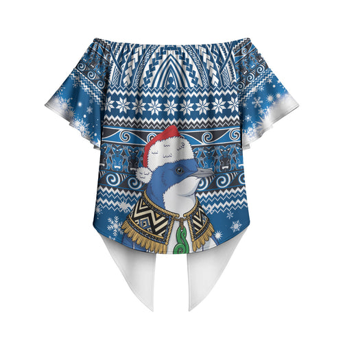 New Zealand Fairy Penguin Korora Christmas Off Shoulder Wrap Waist Top Maori Inspired Knitted Patterns