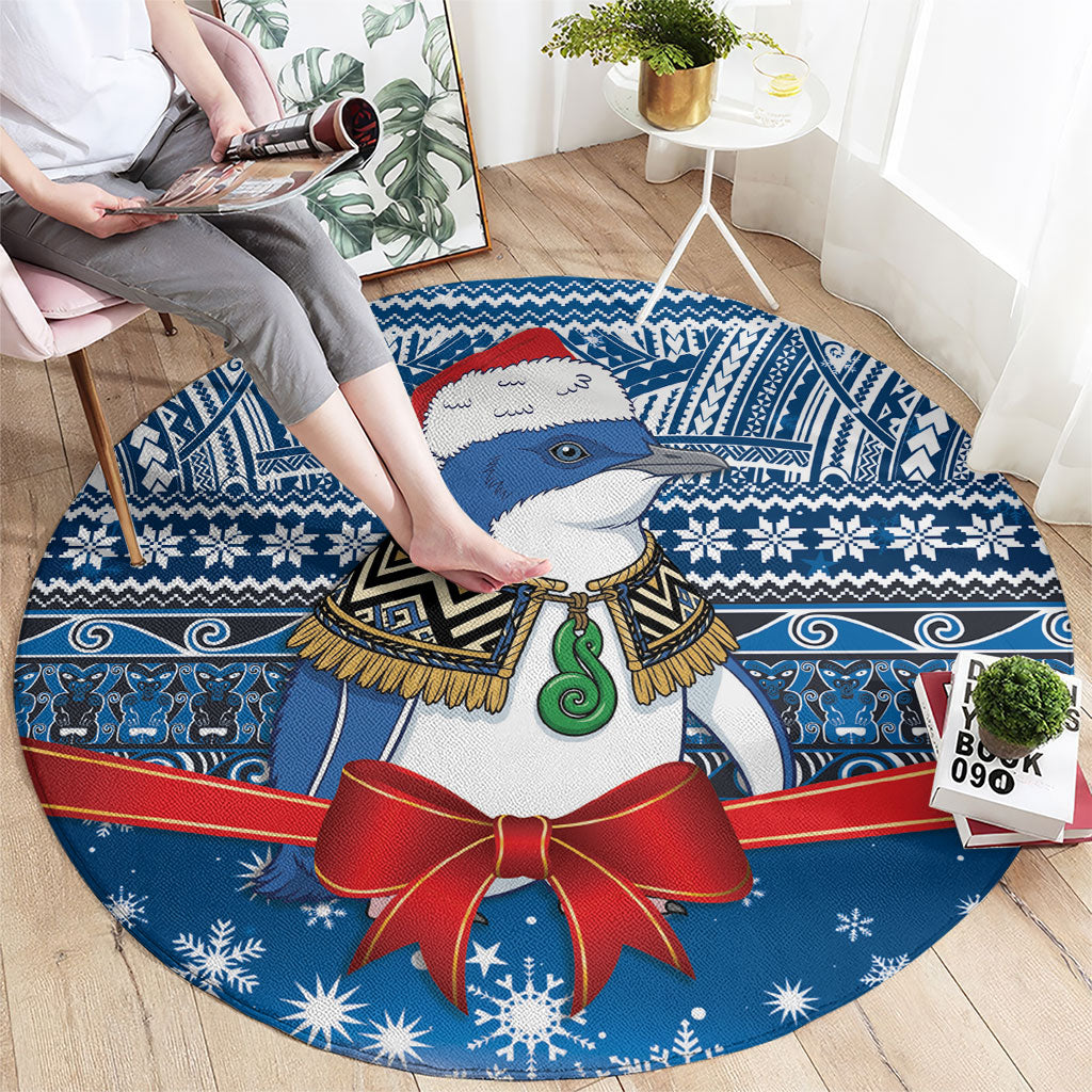 New Zealand Fairy Penguin Korora Christmas Round Carpet Maori Inspired Knitted Patterns