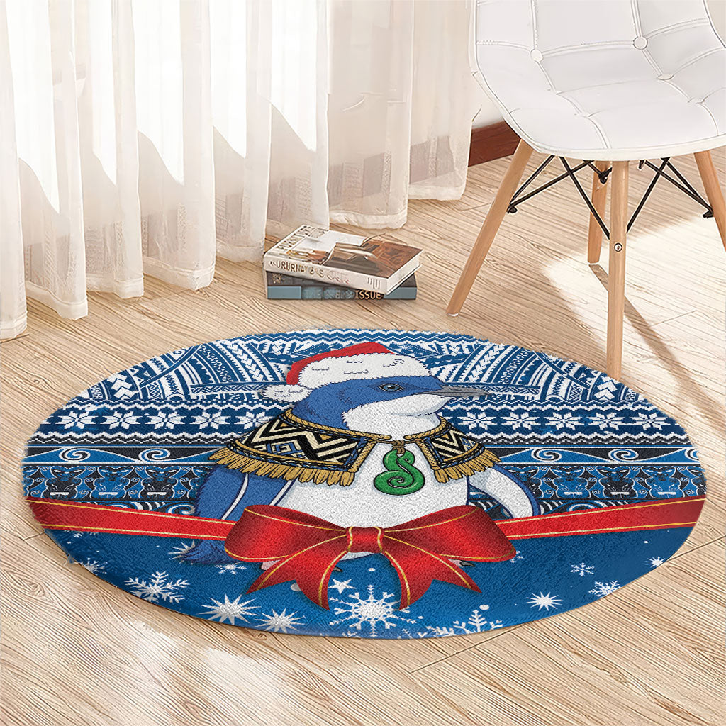 New Zealand Fairy Penguin Korora Christmas Round Carpet Maori Inspired Knitted Patterns