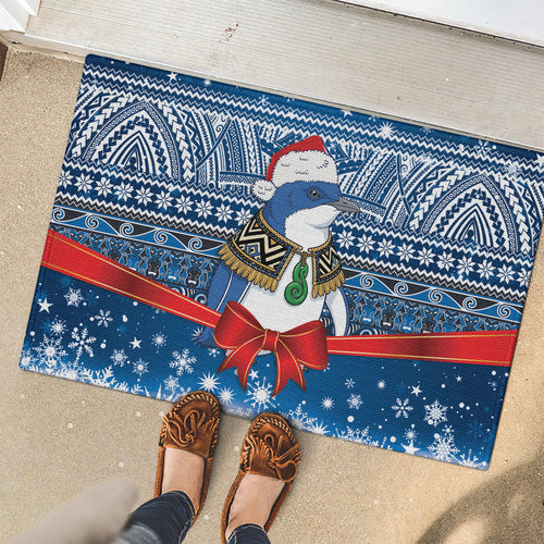 New Zealand Fairy Penguin Korora Christmas Rubber Doormat Maori Inspired Knitted Patterns