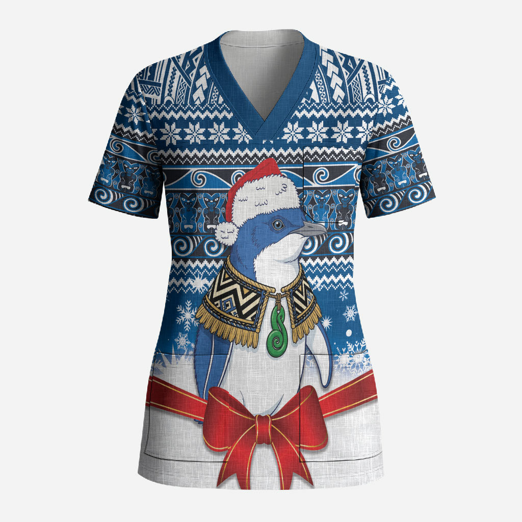 New Zealand Fairy Penguin Korora Christmas Scrub Top Maori Inspired Knitted Patterns