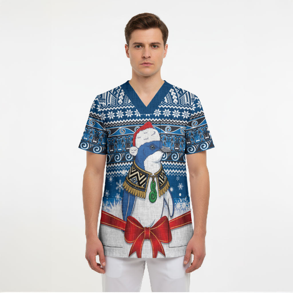 New Zealand Fairy Penguin Korora Christmas Scrub Top Maori Inspired Knitted Patterns