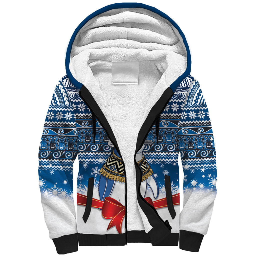 New Zealand Fairy Penguin Korora Christmas Sherpa Hoodie Maori Inspired Knitted Patterns