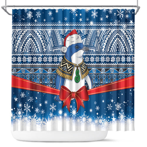New Zealand Fairy Penguin Korora Christmas Shower Curtain Maori Inspired Knitted Patterns