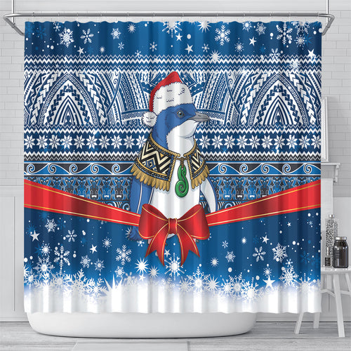 New Zealand Fairy Penguin Korora Christmas Shower Curtain Maori Inspired Knitted Patterns