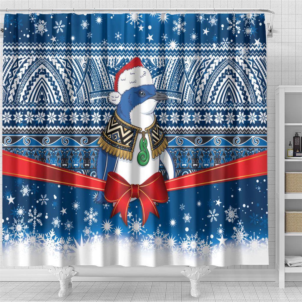 New Zealand Fairy Penguin Korora Christmas Shower Curtain Maori Inspired Knitted Patterns