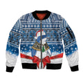New Zealand Fairy Penguin Korora Christmas Sleeve Zip Bomber Jacket Maori Inspired Knitted Patterns