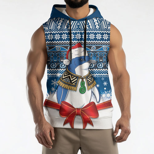 New Zealand Fairy Penguin Korora Christmas Sleeveless Hoodie Maori Inspired Knitted Patterns