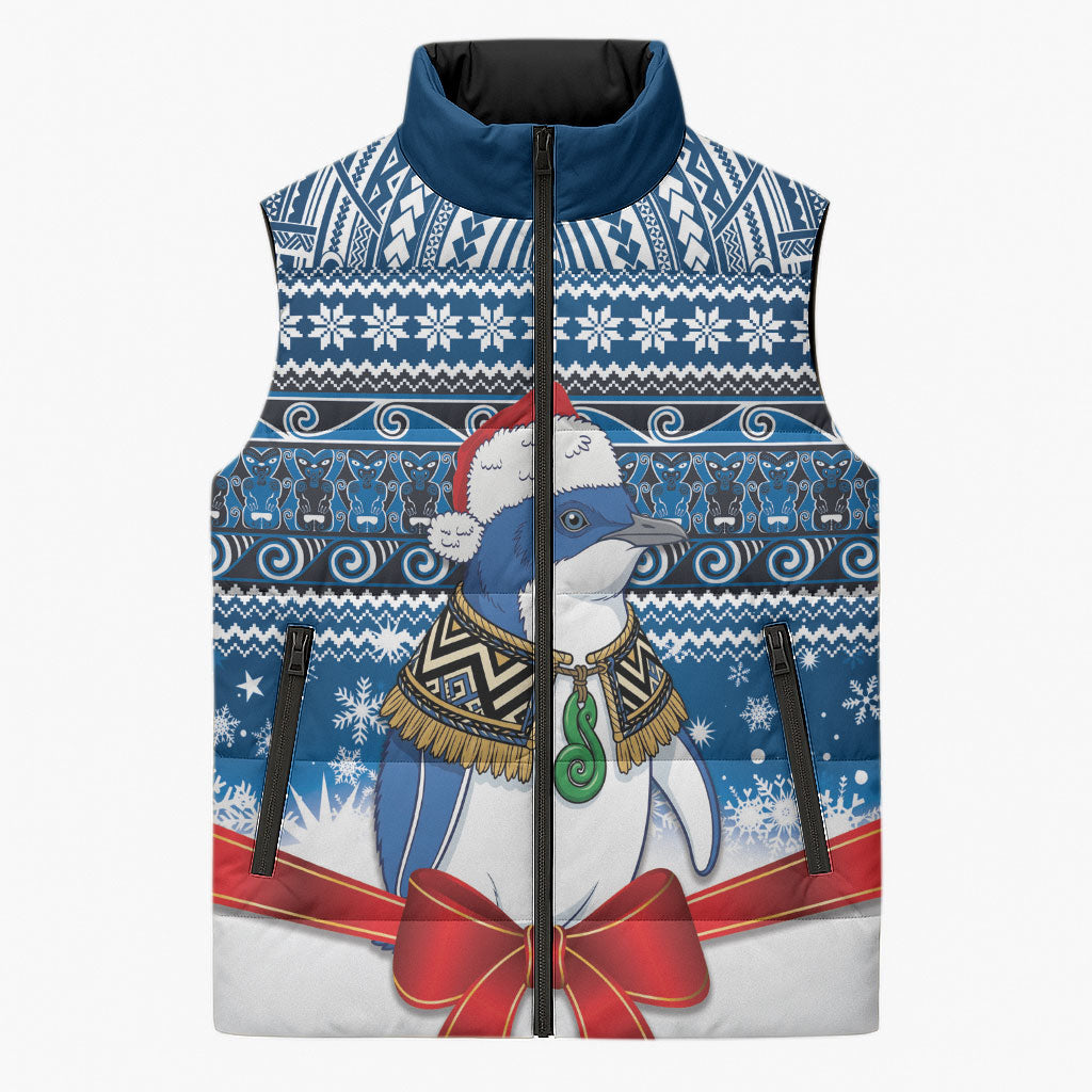 New Zealand Fairy Penguin Korora Christmas Sleeveless Puffer Jacket Maori Inspired Knitted Patterns