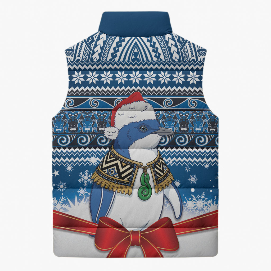 New Zealand Fairy Penguin Korora Christmas Sleeveless Puffer Jacket Maori Inspired Knitted Patterns