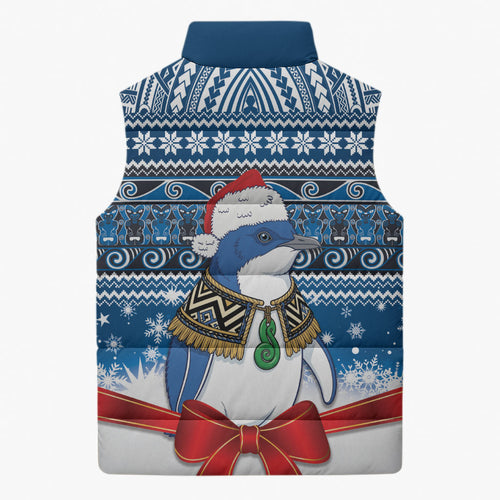 New Zealand Fairy Penguin Korora Christmas Sleeveless Puffer Jacket Maori Inspired Knitted Patterns
