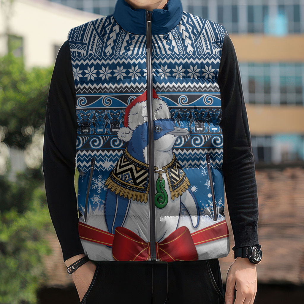 New Zealand Fairy Penguin Korora Christmas Sleeveless Puffer Jacket Maori Inspired Knitted Patterns