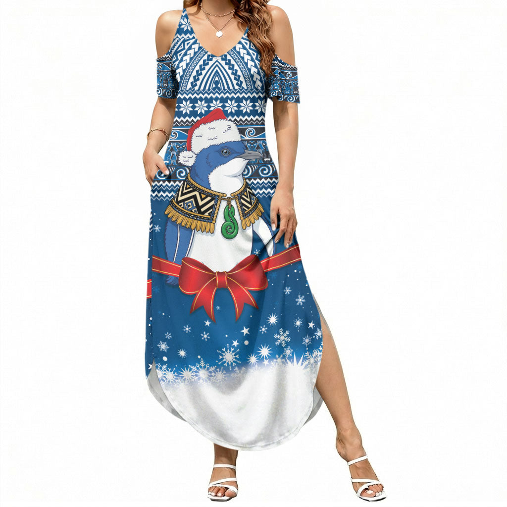 New Zealand Fairy Penguin Korora Christmas Summer Maxi Dress Maori Inspired Knitted Patterns