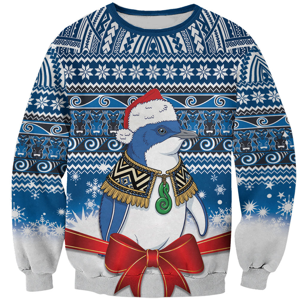 New Zealand Fairy Penguin Korora Christmas Sweatshirt Maori Inspired Knitted Patterns