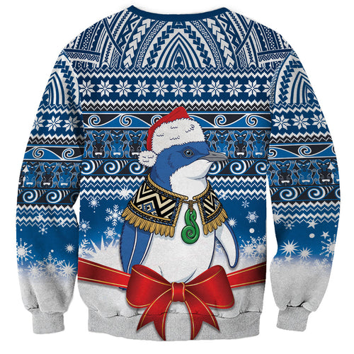 New Zealand Fairy Penguin Korora Christmas Sweatshirt Maori Inspired Knitted Patterns