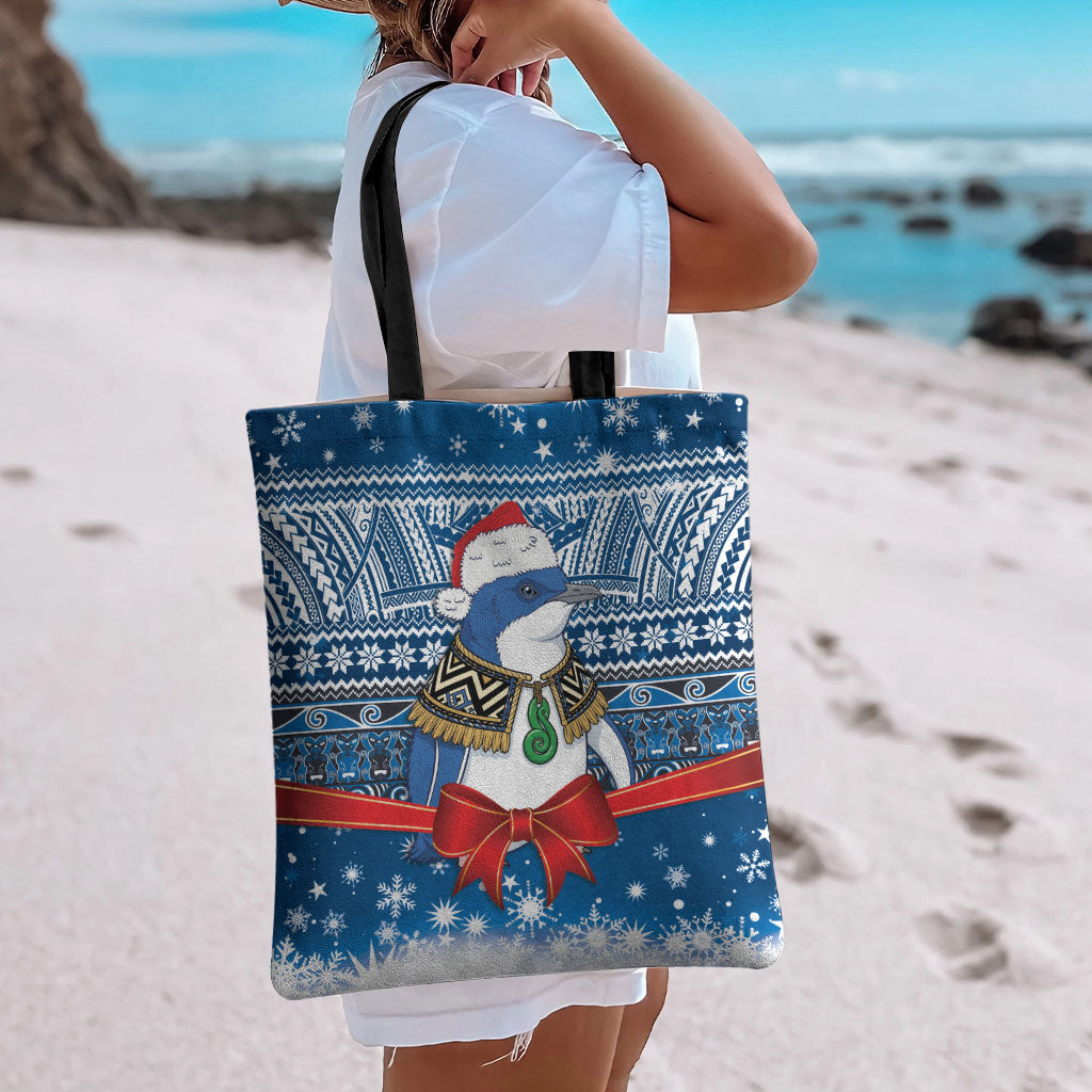 New Zealand Fairy Penguin Korora Christmas Tote Bag Maori Inspired Knitted Patterns