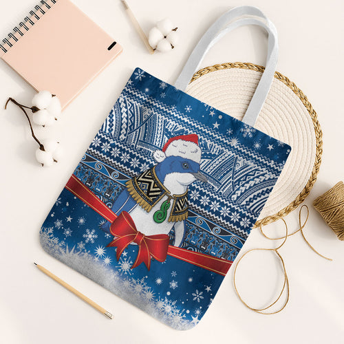 New Zealand Fairy Penguin Korora Christmas Tote Bag Maori Inspired Knitted Patterns