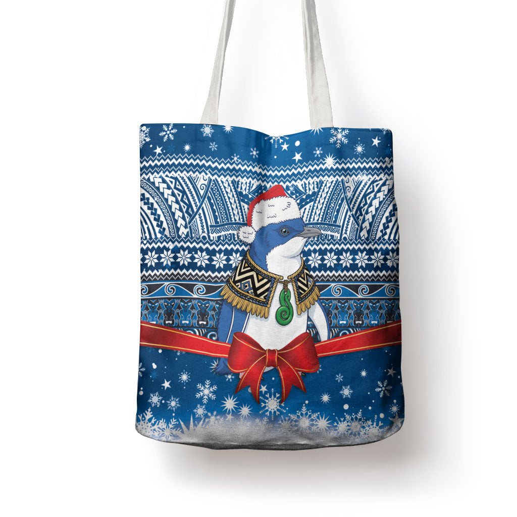 New Zealand Fairy Penguin Korora Christmas Tote Bag Maori Inspired Knitted Patterns