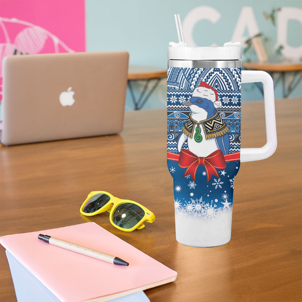 New Zealand Fairy Penguin Korora Christmas Tumbler With Handle Maori Inspired Knitted Patterns