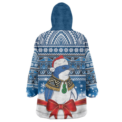 New Zealand Fairy Penguin Korora Christmas Wearable Blanket Hoodie Maori Inspired Knitted Patterns