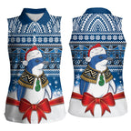 New Zealand Fairy Penguin Korora Christmas Women Sleeveless Polo Shirt Maori Inspired Knitted Patterns
