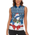New Zealand Fairy Penguin Korora Christmas Women Sleeveless Polo Shirt Maori Inspired Knitted Patterns
