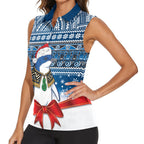 New Zealand Fairy Penguin Korora Christmas Women Sleeveless Polo Shirt Maori Inspired Knitted Patterns