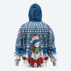 New Zealand Fairy Penguin Korora Christmas Zip Hoodie Maori Inspired Knitted Patterns