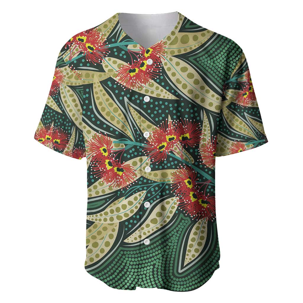 Australian Native Eucalyptus Plant Baseball Jersey Aboriginal Dot Art