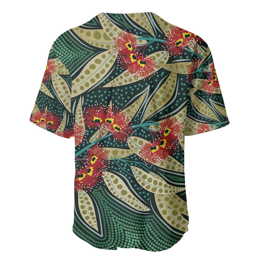 Australian Native Eucalyptus Plant Baseball Jersey Aboriginal Dot Art