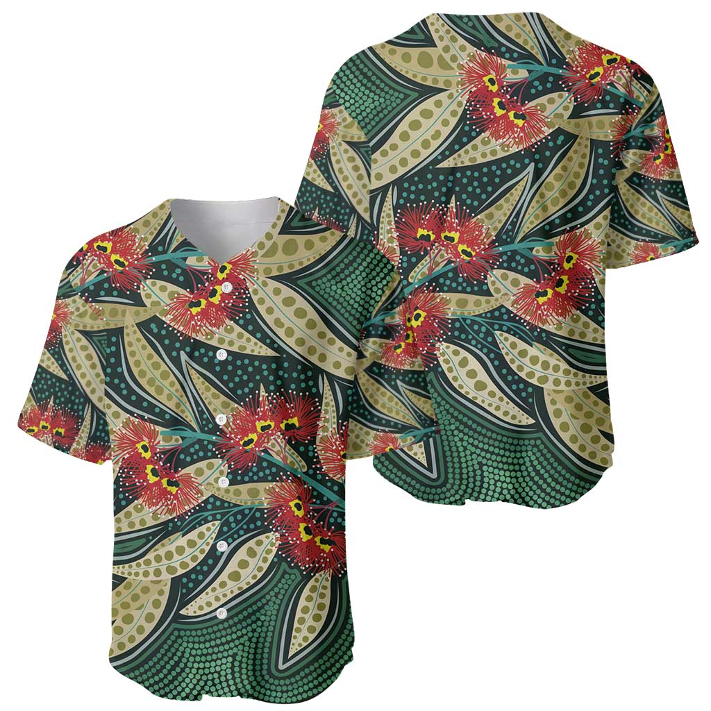 Australian Native Eucalyptus Plant Baseball Jersey Aboriginal Dot Art