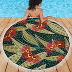 Australian Native Eucalyptus Plant Beach Blanket Aboriginal Dot Art