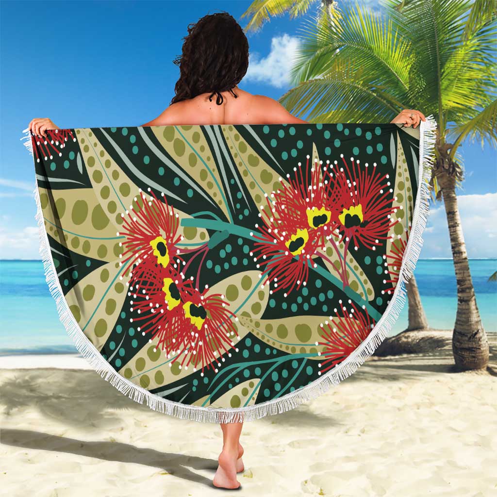 Australian Native Eucalyptus Plant Beach Blanket Aboriginal Dot Art