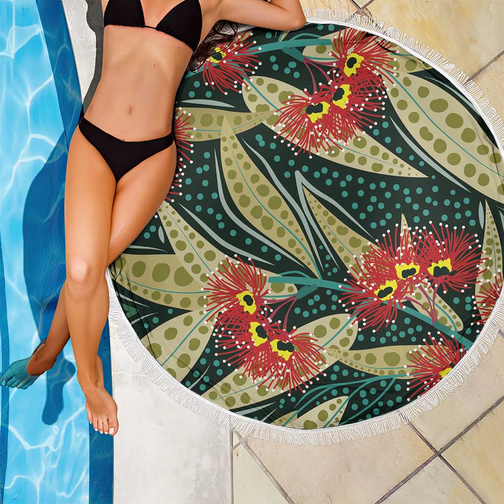 Australian Native Eucalyptus Plant Beach Blanket Aboriginal Dot Art
