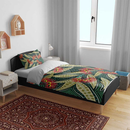 Australian Native Eucalyptus Plant Bedding Set Aboriginal Dot Art
