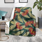 Australian Native Eucalyptus Plant Blanket Aboriginal Dot Art