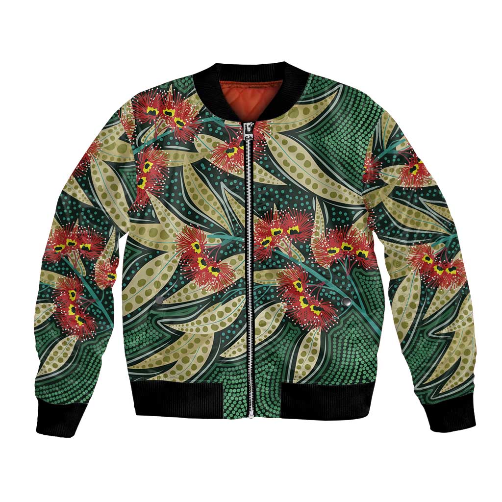 Australian Native Eucalyptus Plant Bomber Jacket Aboriginal Dot Art