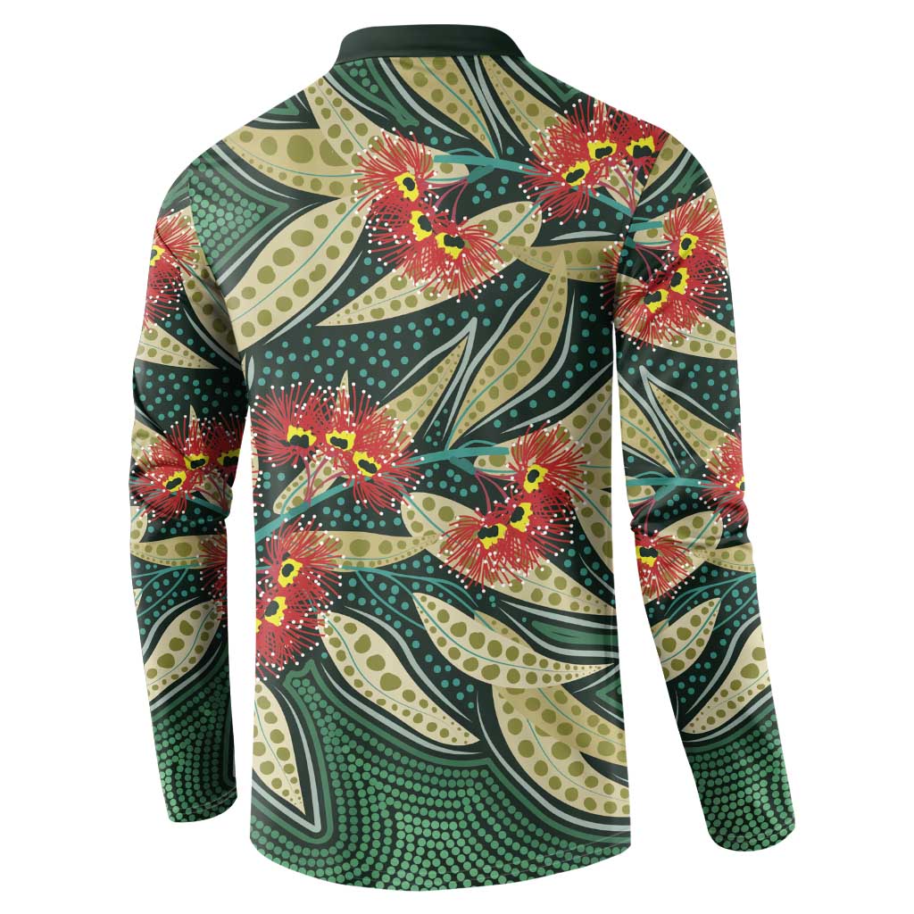 Australian Native Eucalyptus Plant Button Sweatshirt Aboriginal Dot Art