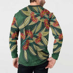 Australian Native Eucalyptus Plant Button Sweatshirt Aboriginal Dot Art