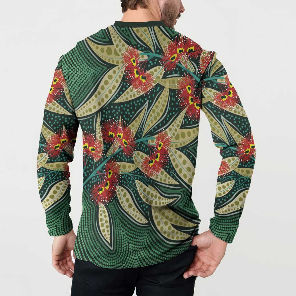 Australian Native Eucalyptus Plant Button Sweatshirt Aboriginal Dot Art